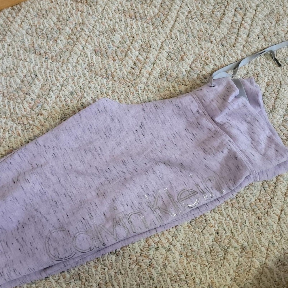 Calvin Klein Cropped Joggers Lilac Logo Sz M